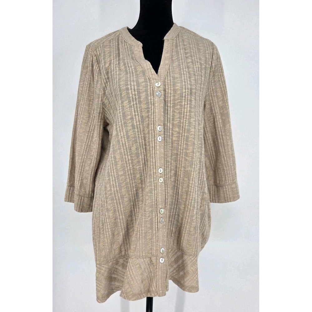 Soft Surroundings Textured Henly Tunic Medium Tan Minimalist Boho Lagenlook NWT